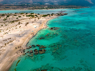 Obraz premium Aerial view of Elafonisi beach, Crete, Greece