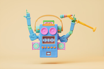 3d rendering music Acoustic robot