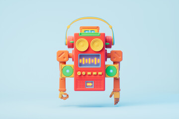 3d rendering music Acoustic robot