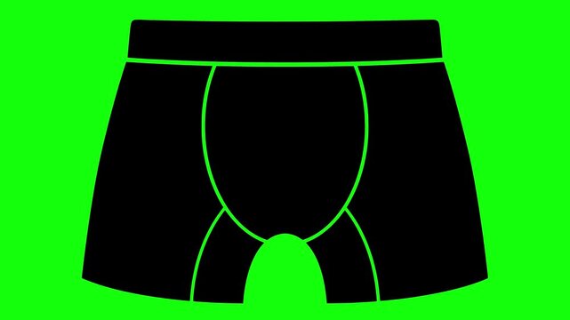 underpants illustration video animation boxer fashion underwear silhouette male logo shorts icon textile clothes garment apparel underclothes panties clothing outline wear pants trunks for green scree