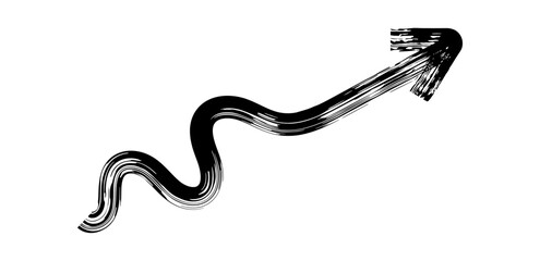 Hand drawn simple arrow drawn with wax crayon, chalk or charcoal. Uneven dry texture for underlining highlighting. Pencil drawn lines, strikethrough, grungy vector isolated on white.