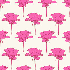 Floral Rose Hand Drawn Seamless Pattern Background