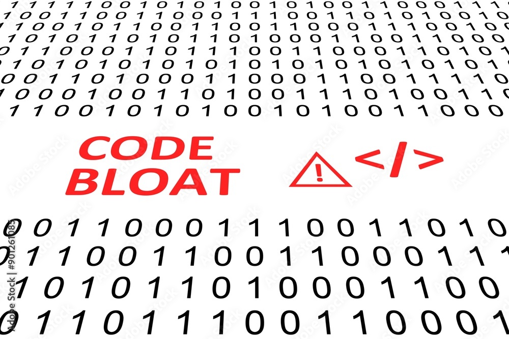 Aufkleber code bloat concept binary code 3d illustration