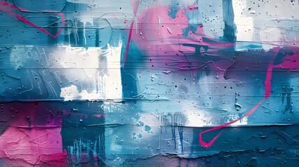 Vibrant Abstract Wall Art with Blue, Pink, and White Textures