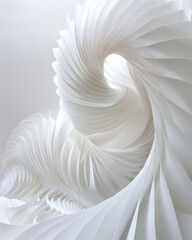 Intricate white paper sculptures with spiral patterns.
