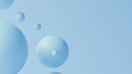 Abstract blue spheres on a light blue background