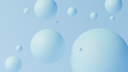 Abstract blue spheres on a light blue background
