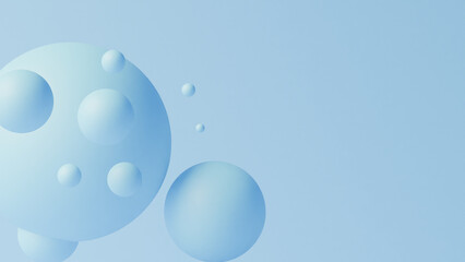 Abstract blue spheres on a light blue background
