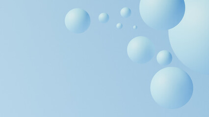 Abstract blue spheres on a light blue background