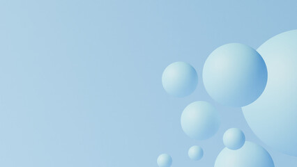 Abstract blue spheres on a light blue background