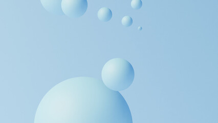 Abstract blue spheres on a light blue background