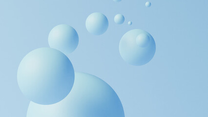 Abstract blue spheres on a light blue background