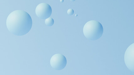 Abstract blue spheres on a light blue background