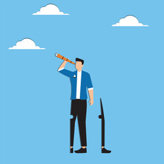 Finding jigsaw piece to complete work, career or success business, search for new idea to solve self problem, challenge or inspiration concept, businessman finding jigsaw to complete himself