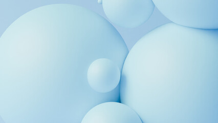 Abstract blue spheres on a light blue background