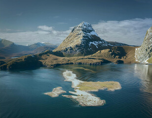 Scenic view of a tranquil lake nestled in the mountains, capturing the natural beauty and serenity of mountain landscapes