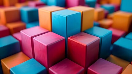 Obraz premium Vibrant Stacked Blocks in a Colorful Arrangement