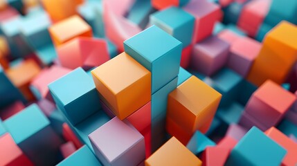 Vibrant 3D Cubes in a Colorful Abstract Arrangement