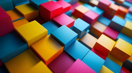 Obraz premium Vibrant 3D Colorful Cubes Creating a Dynamic Abstract Pattern