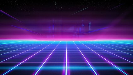 Neon Grid with Purple and Blue Glow
