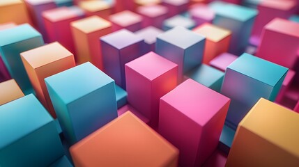 Vibrant 3D Cubes in a Colorful Abstract Arrangement