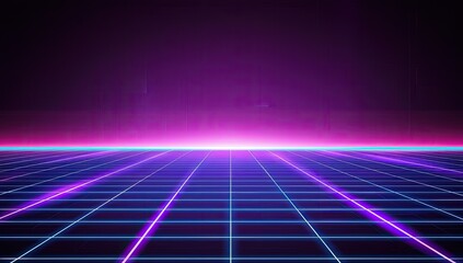 Retro Futuristic Neon Grid Background
