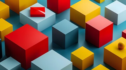 Fototapeta premium Vibrant Geometric Composition of Colorful Cubes and Shapes