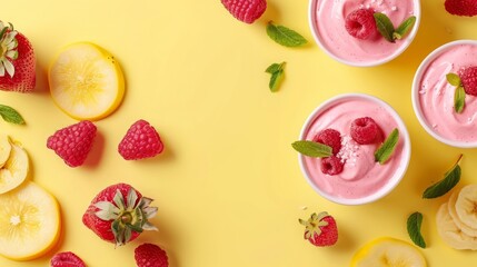 Fototapeta premium fruits with yogurt.