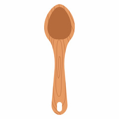Wooden spoon for cooking vector cartoon illustration isolated on a white background.