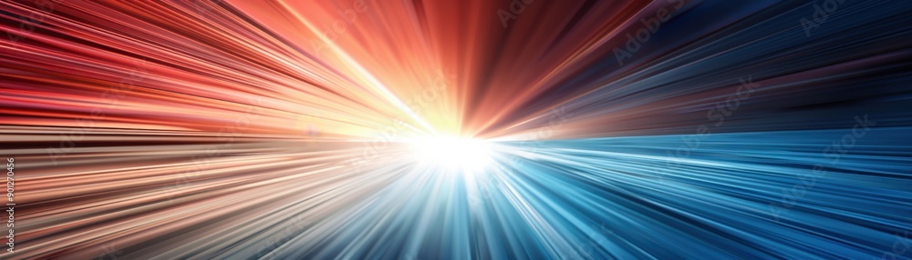 Poster dynamic burst of colorful light beams radiating from a central point, creating a vibrant explosion o