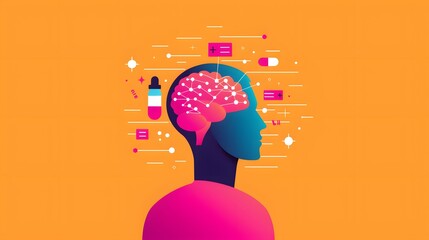Enhancing Mental Acuity: Preventing Cognitive Rust with Flat Design Illustration