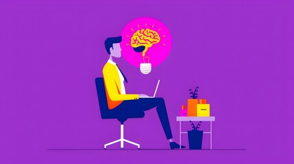 Enhancing Mental Agility to Prevent Brain Atrophy - Flat Design Illustration Concept