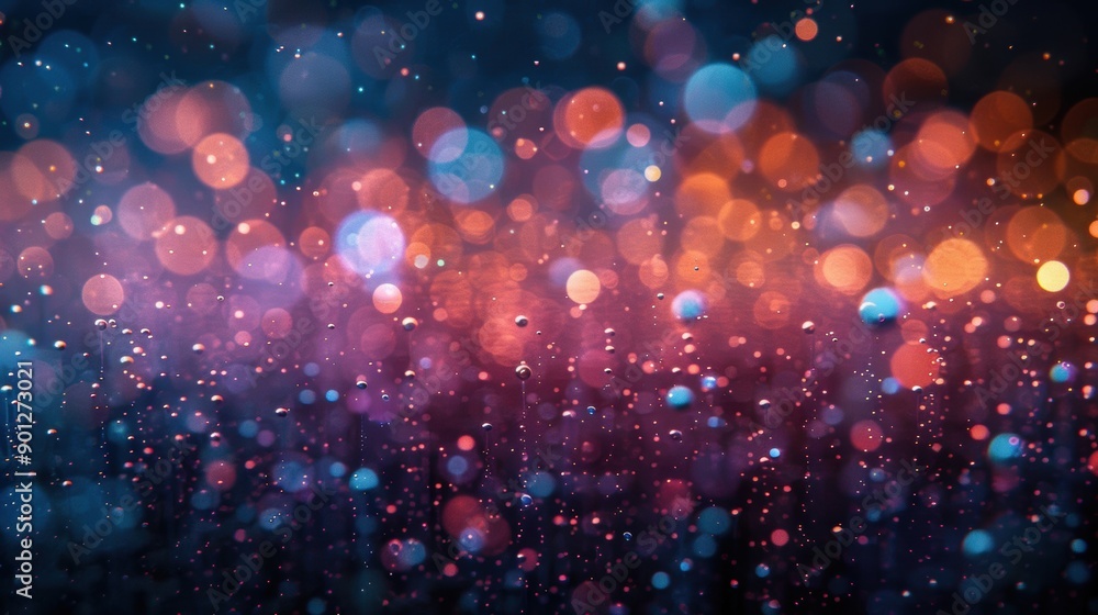 Poster abstract bokeh lights with a soft focus effect, creating a dreamy and festive background perfect for