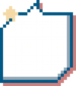 8bit retro game pixel art speech bubble balloon with star, icon sticker memo keyword planner text box banner, flat png isolated transparent element design