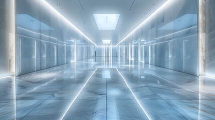 Fototapeta premium photo of a glass room with gray shades and white lights in a modern minimalist style
