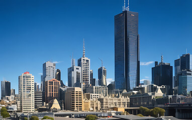 Obraz premium Features a dynamic and diverse array of skyscrapers and high-rise buildings.