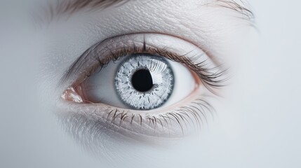 A captivating image of a white eye, captured in exquisite detail against a simple, white background. The minimalist approach highlights the eye's beauty and expression, making it ideal for a variety