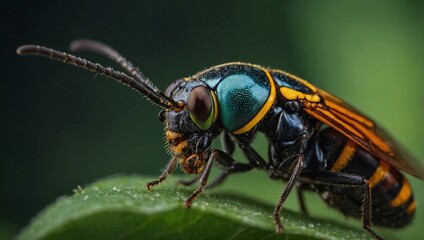 Naklejka premium close up of a fly on a leaf