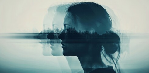 Woman With Long Hair in a Blurred Background