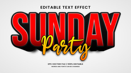 Sunday party 3d editable text effect