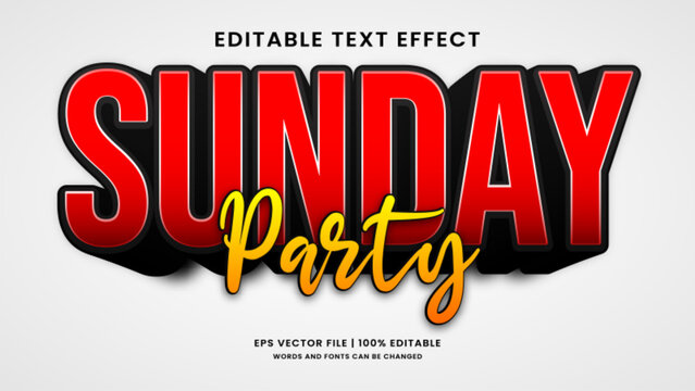 Sunday party 3d editable text effect