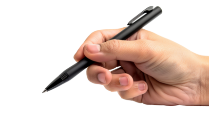 hand holding a pen isolated on transparent background