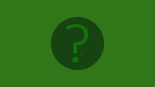 Question mark icon animation on green screen. Animated 3Dquestion mark pops up white a dizzying effect on a flate green screen.