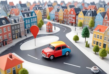 car with location pin,