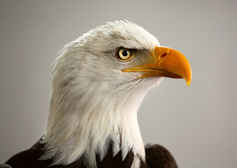 Bald Eagle Head in White Studio Closeup