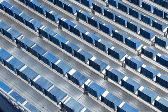 Empty blue seats at stadium