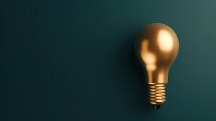A minimalist gold lightbulb glowing against a dark background, symbolizing ideas and inspiration. The image features plenty of copy space for adding text or graphics.