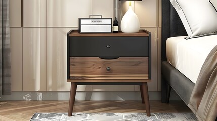 Compact Wooden Nightstand with Drawer for Bedroom Essentials and Modern Design