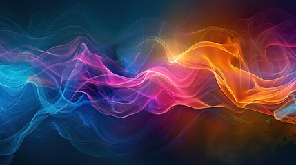 Obraz premium Abstract colorful smoke wave, vibrant and dynamic swirls, perfect for artistic and visually striking backgrounds.