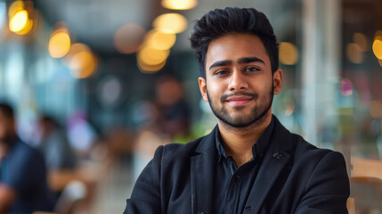 Fototapeta premium young indian businessman standing at office